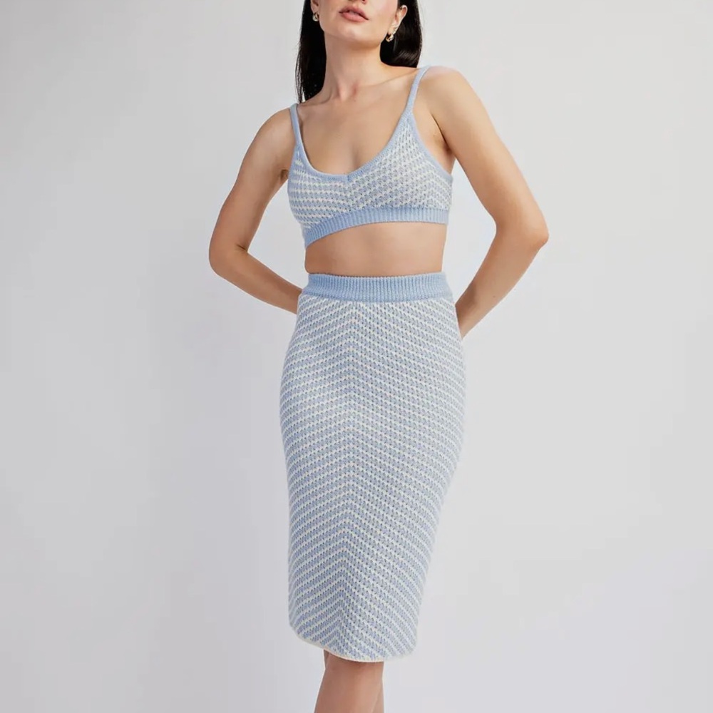Powder blue knit two piece set